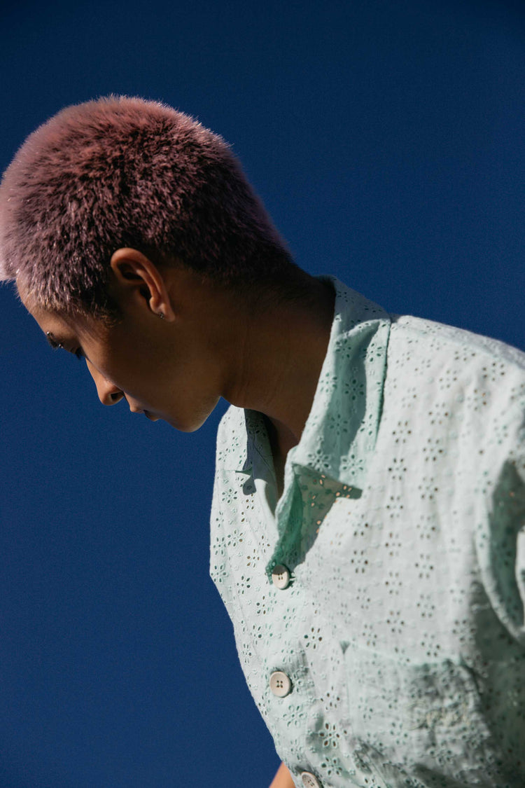 SHIRT MULTIFLOWER EMBROIDERY - GREEN