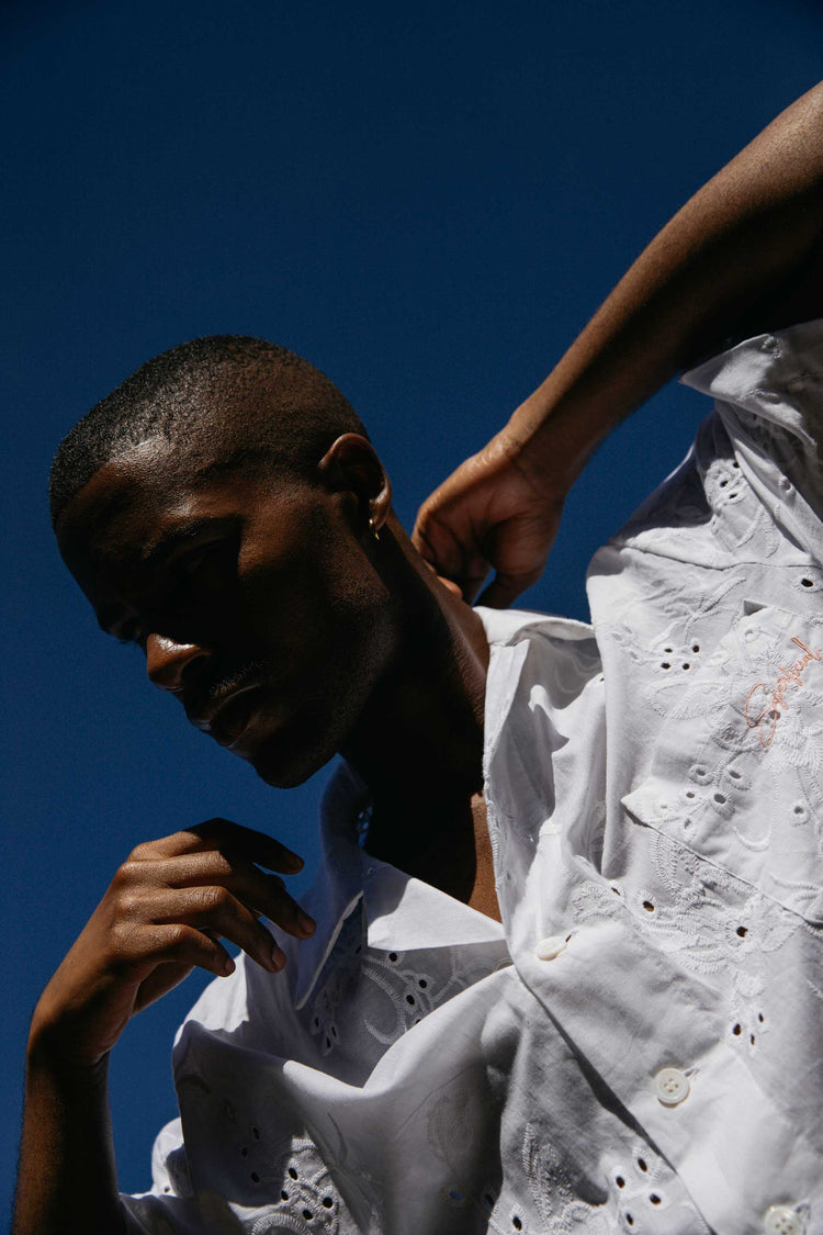 SHIRT FLOWER EMBROIDERY - WHITE