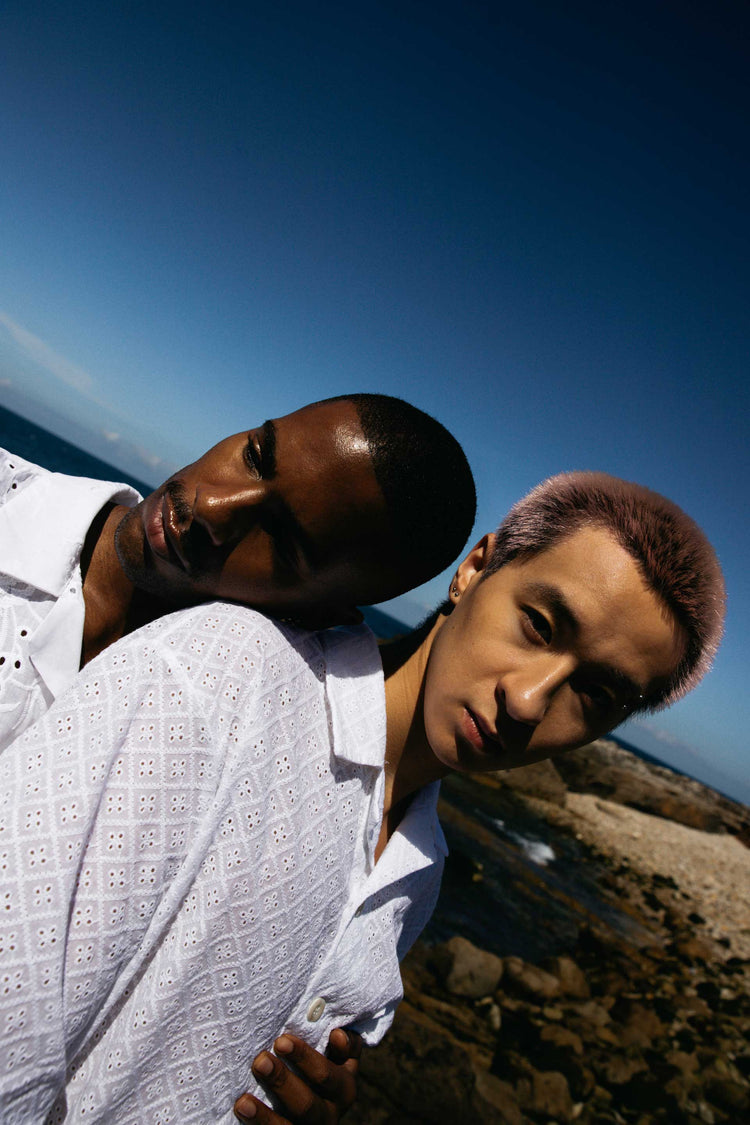 SHIRT GEOMETRIC EMBROIDERY - WHITE