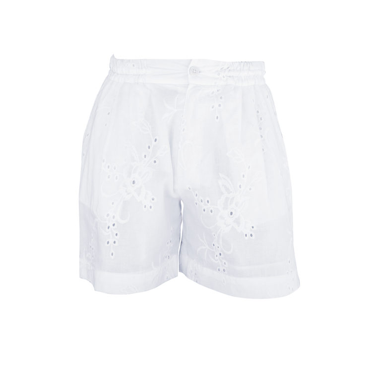SHORT FLOWER EMBROIDERY WHITE