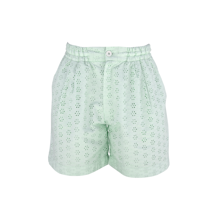 SHORT MULTIFLOWER EMBROIDERY GREEN